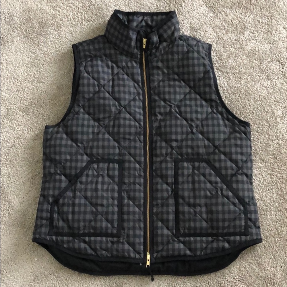 jcrew factory black gingham puffer vest